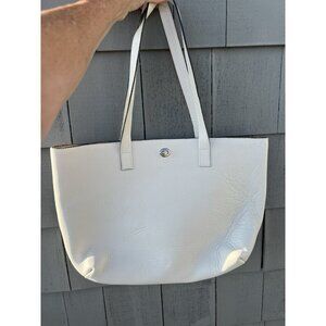 NEW m0851 turnlock large shopping office tote bag off white leather designer